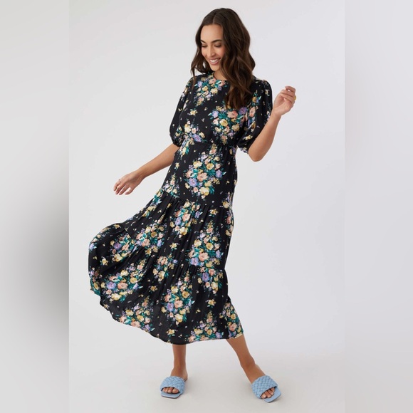 NWT O'Neill Alta Floral Open Back Midi Dress - Picture 2 of 15